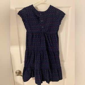 Hanna Andersson Navy Dress with Rainbow Color Minimalist Stitched Detail